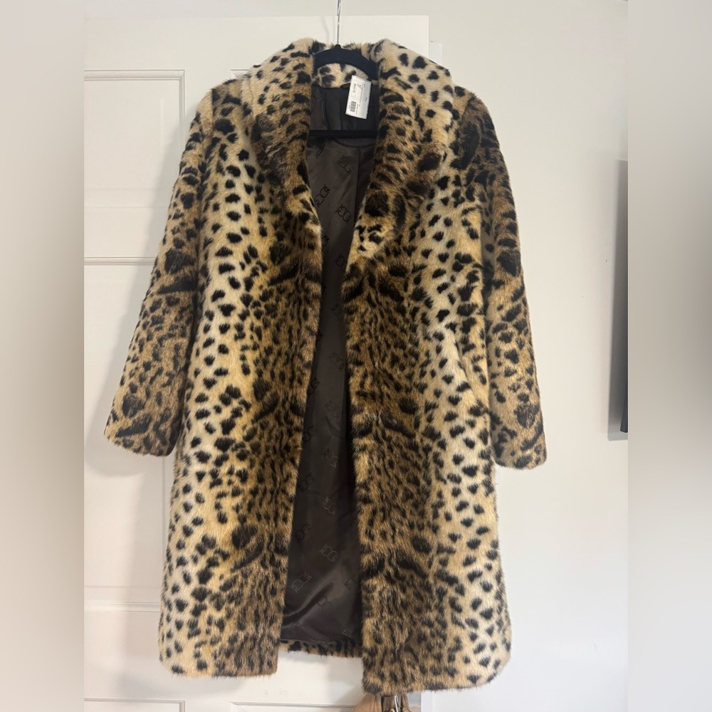 Pinko faux leopard coat